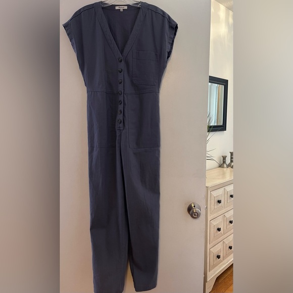 Madewell XS Cap sleeve jumpsuit blue short sleeve spring cotton blend - Picture 5 of 9